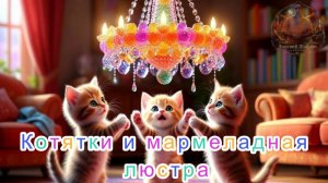 Котята играют с мармеладной люстрой