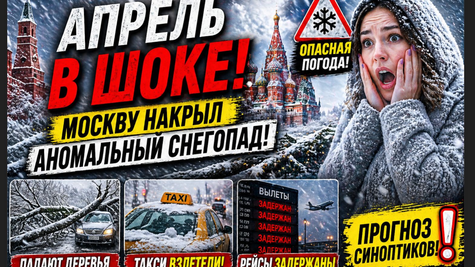 ❄️ ШОК В КОНЦЕ АПРЕЛЯ! Москву накрыл аномальный снегопад — транспорт встал, цены взлетели!