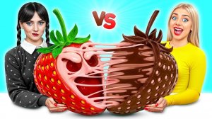 Челлендж. Шоколадная Еда vs Настоящая еда с Уэнсдей Аддамс # Смешные Моменты от Bubba DO Challenge
