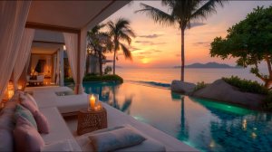 🌴 Вечерний джаз у океана | Закат, бассейн и атмосфера полного расслабления