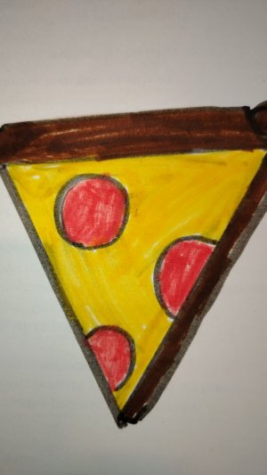 Рисуем кусочек пиццы при помощи маркеров и линейки!