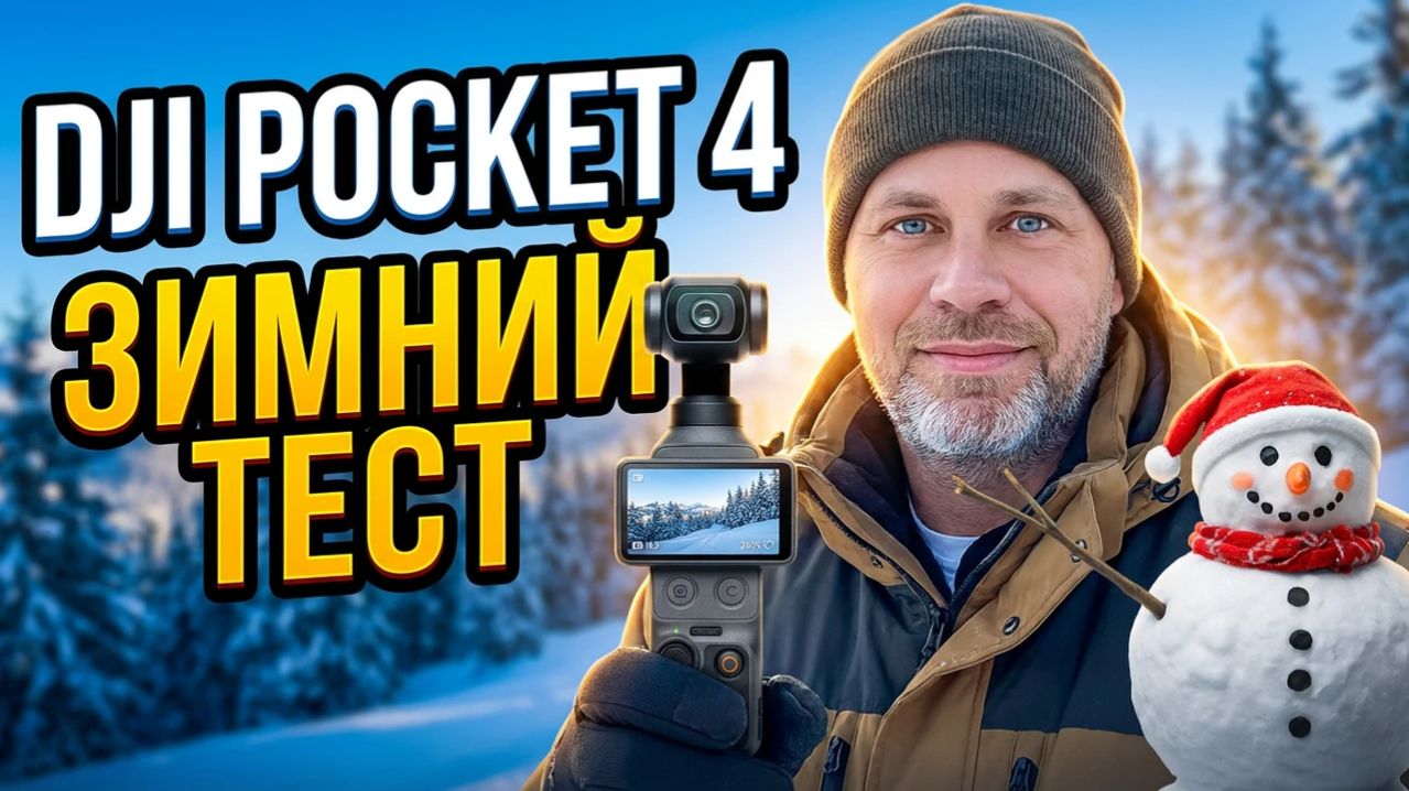DJI  Pocket 4 - тест СО СНЕГОМ