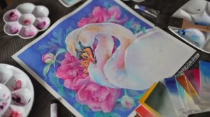 Акварельные лебеди 🦢 5 способов использовать технику негативного рисования