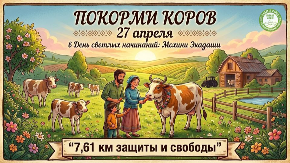 Кормление коров в день Мохини Экадаши, 27.04.2026г., Планета коров