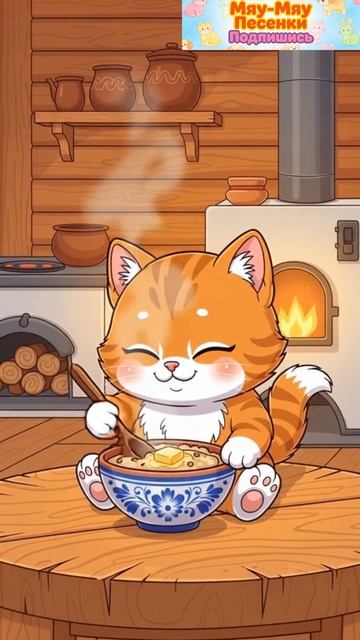 Котёнок Гав и каша | Поставь лайк, чтобы он поел из гжельской миски 🥣😿😻