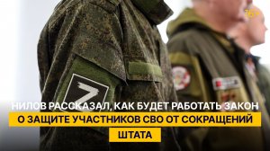 Нилов рассказал, как будет работать закон о защите участников СВО от сокращений штата