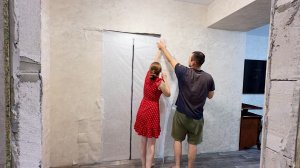 Начинаем отделку ванной комнаты. Установили дверь. Делаем ремонт своими руками. Строим дом в деревне