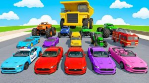 МУЛЬТИКИ ПРО МАШИНКИ 4К Эпические прыжки и столкновения на скоростном монстр-траке Beamng Drive #148