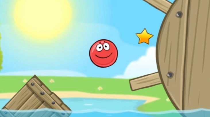 Красный шарик. Красный шар. Red Ball .  Водная преграда и водяная мельница. Для детей. ч 7