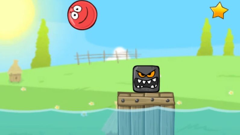 Красный шарик. Красный шар.  Red Ball . Водная преграда на пути. Для детей. ч 8