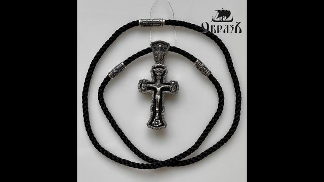 Крест на гайтане Распятие Божия Матерь Знамение серебро 925 проба арт. 15-000001-105820