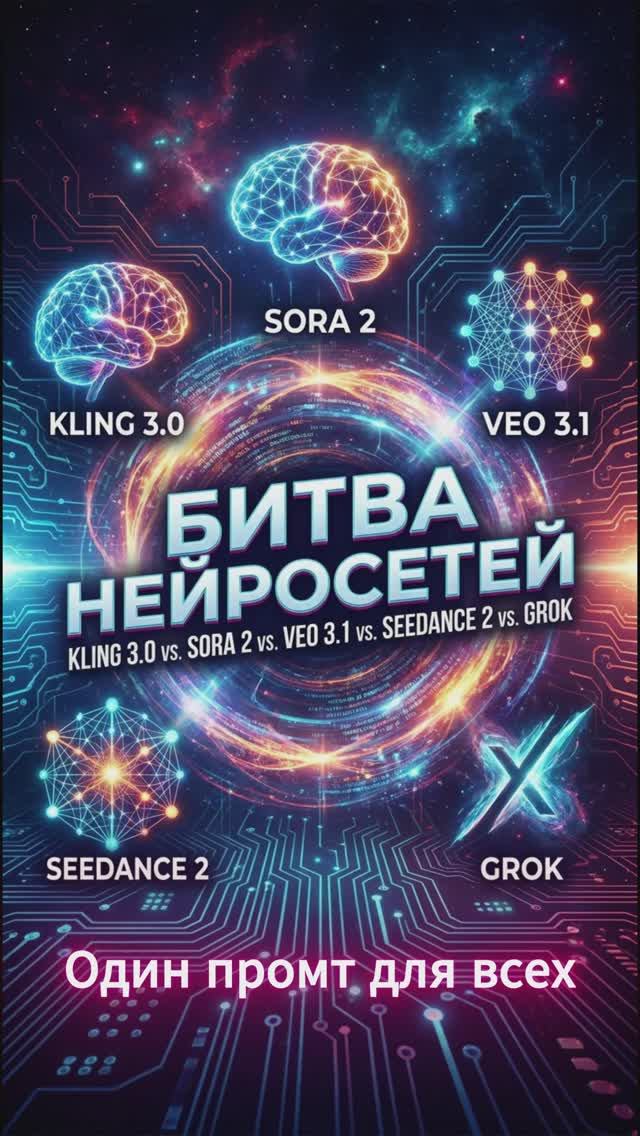 Битва нейросетей: Kling 3.0 vs Sora 2 vs Veo 3.1 vs Seedance 2 vs Grok