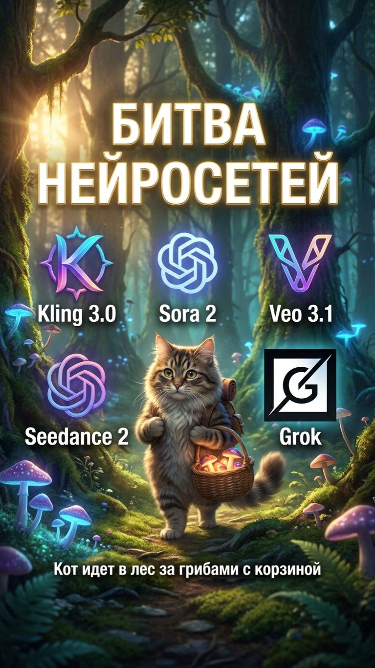 Битва нейросетей - Кот и грибы
