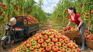 Большой урожай помидоров 🍅 | Отвозим их на деревенский рынок на трехколесном велосипеде