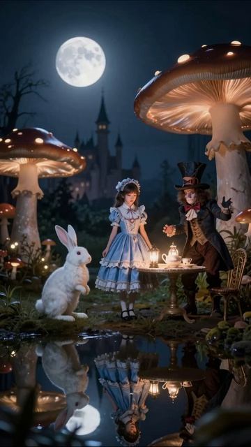 Сказочное чаепитие под полной луной Алиса ЧудесныйМир Фантазия Фотография