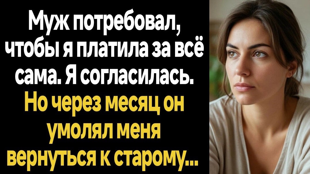 ИСТОРИИ ИЗ ЖИЗНИ/Муж потребовал, чтобы я платила за всё сама