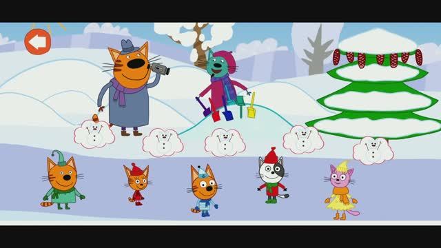 Играем в игру Три кота. Снежные скульптуры.Видео для детей, мультики, развивашки для малышей.