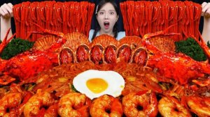 АСМР ЕДА КОРЕЯ | МУКБАНГ | ОСТРЫЙ КРАБОВЫЙ ДЖАМППОНГ С МОРЕПРОДУКТАМИ