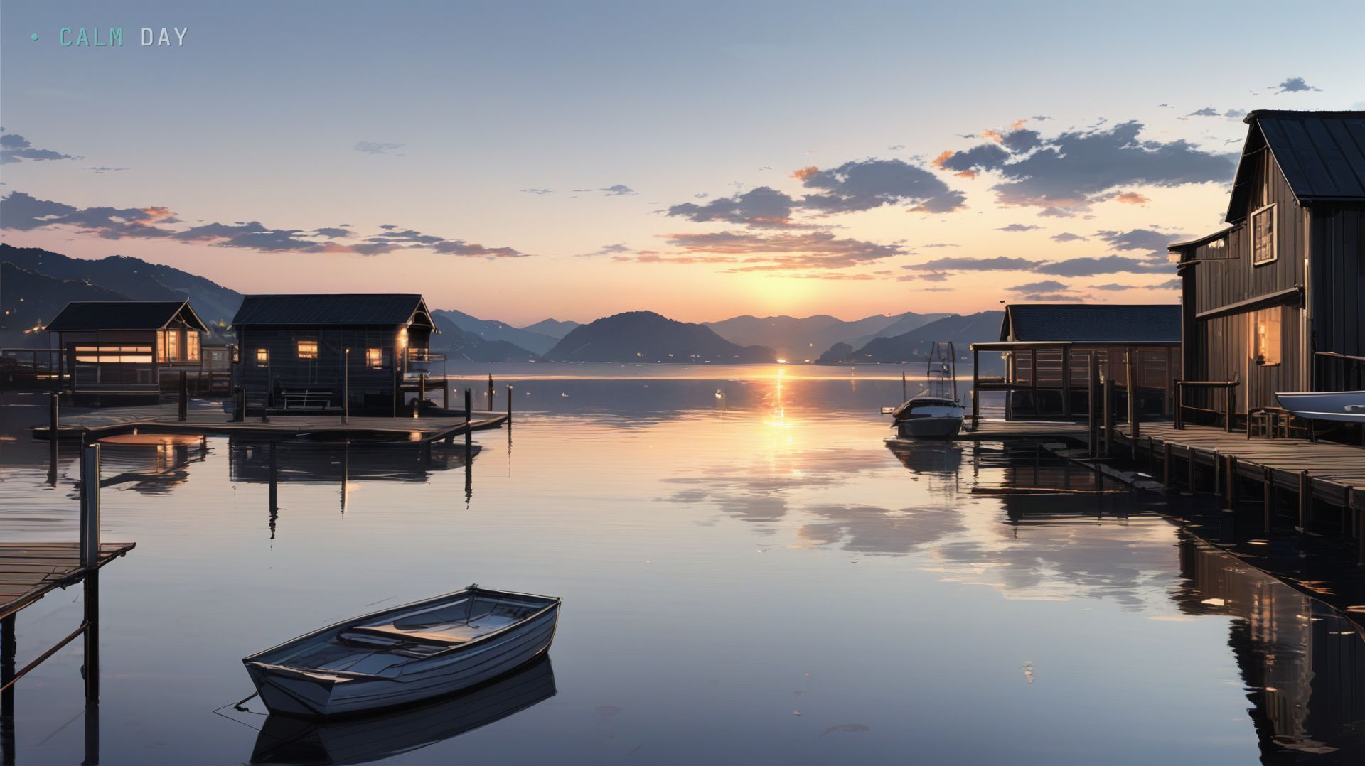 Закат над водой — уютная анимация для сна