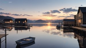 Закат над водой — уютная анимация для сна