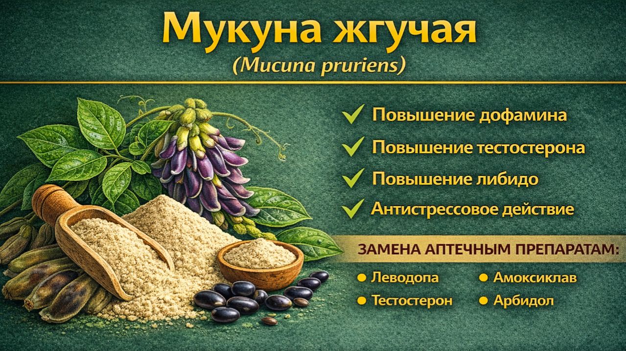 Мукуна жгучая (Mucuna Pruriens). Порошок