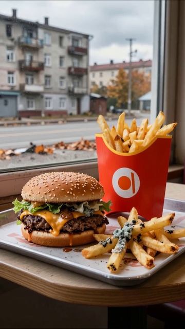 Бургер и картошка: идеальный обед! #бургер #фастфуд #вкусно #ресторан