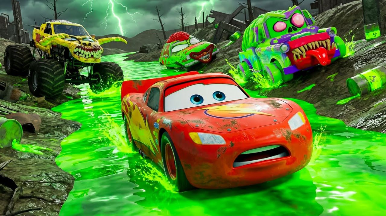 МАККУИН: ПОБЕГ ОТ ЗОМБИ из ТОКСИЧНЫХ РЕК - История 😱 Ужастик - Мультики для детей. Мультфильмы