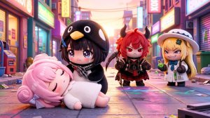 Пингвиненок Гугу Гага спасается от нападения монстра Фиби