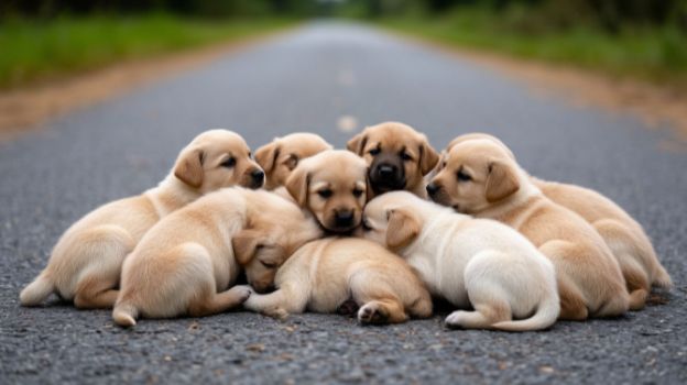 20 маленьких брошенных щенков жались друг к другу на дороге! Посмотрите, что случилось потом!