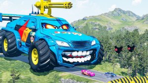 Мультики для детей про машинки. Полицейская машина на гонках с горы. Мультики для малышей