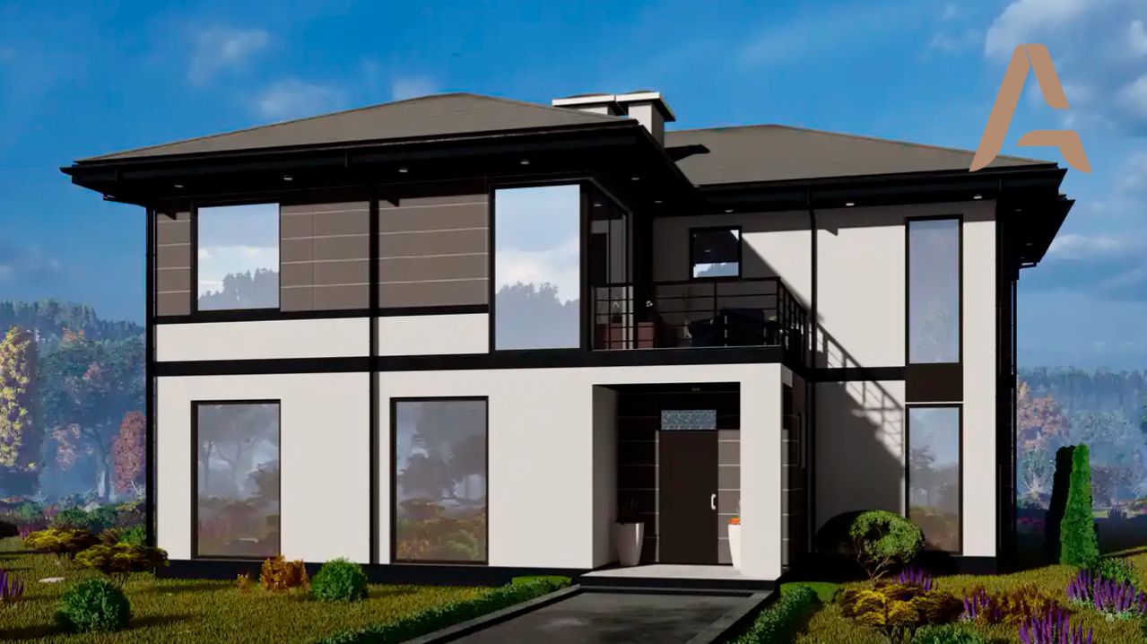 Удобный дом в котором всё выполнено грамотно. Проект дома с современном стиле, терраса и второй свет