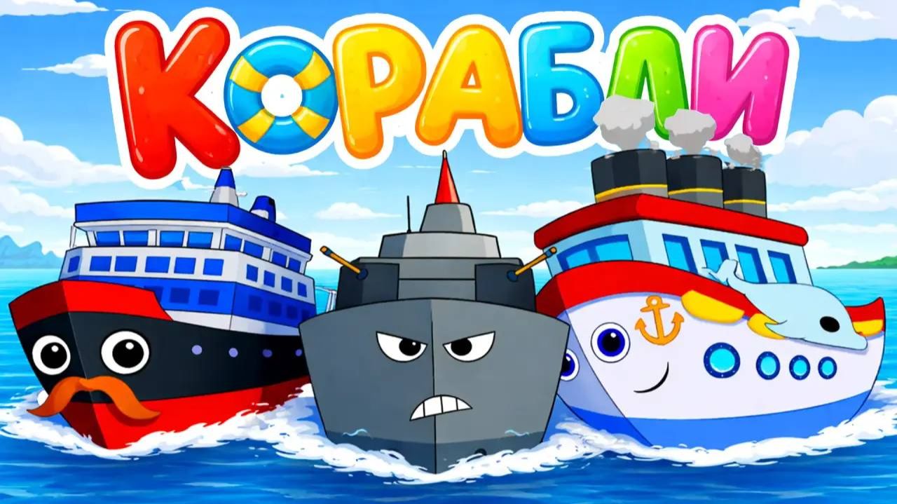 Развивающий мультфильм – Корабли: пароход, ледокол, эсминец, подводная лодка