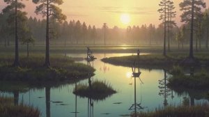 Звук природы. Крик кукабары на болоте в лесу недалеко от деревни