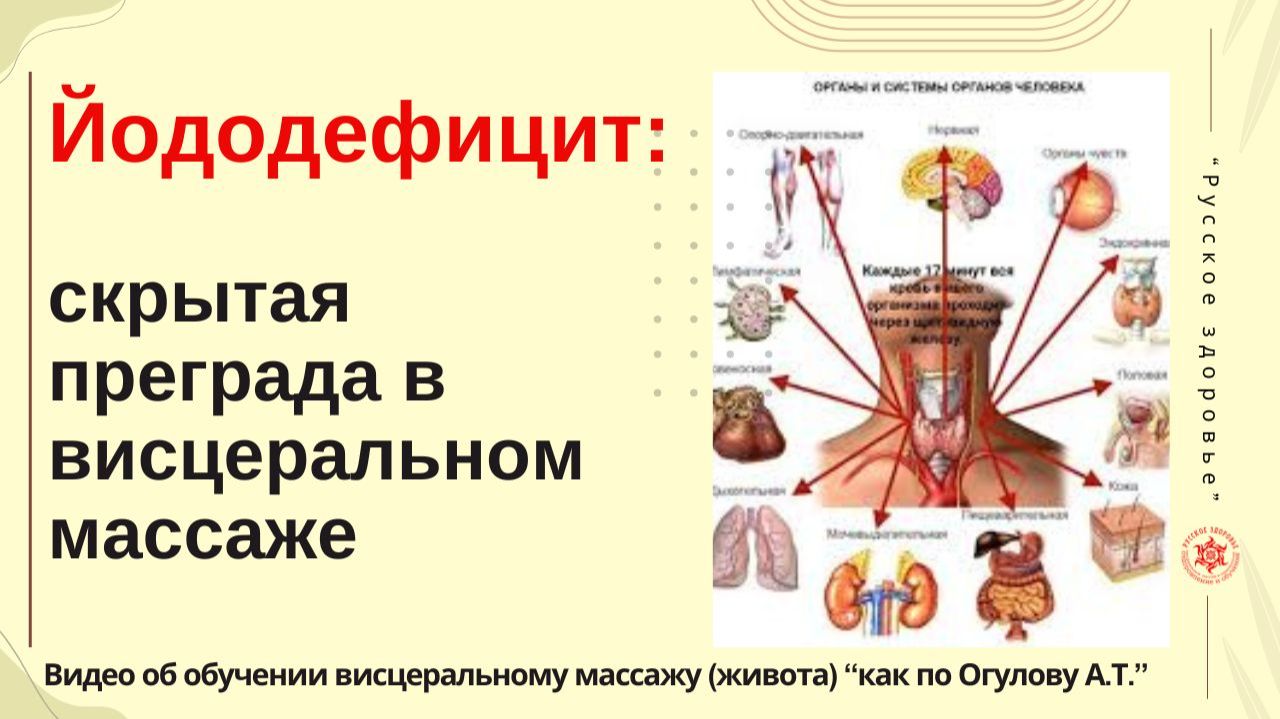 Йододефицит: скрытая преграда в висцеральном массаже. Видео об обучении висцеральному массажу