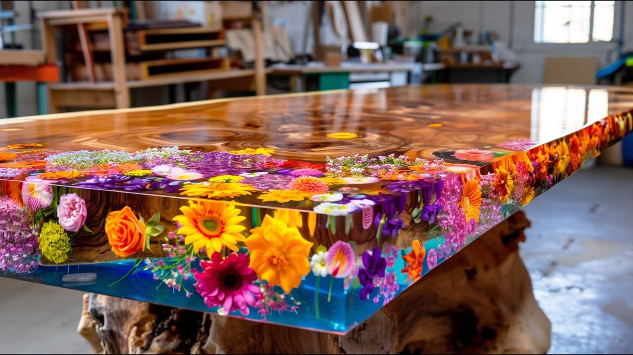 The Man Who Makes Tables With Real Flowers？! A Korean Resin Table Where Emotion Meets Technique
