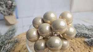 ГРОЗДЬ стеклянных эмалевых шариков на проволоке, 12 шаров по 25 мм, цвет: перламутровый, 710529