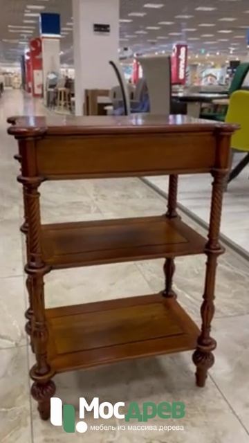 Этажерка с ящиком МИГ542 из красного дерева от фабрики Satin Furniture Индонезия