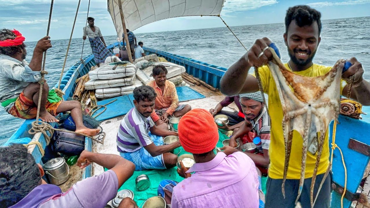 Сегодня неудачный день! Удивительная ловля кальмаров в глубоком море / Ловля кальмаров