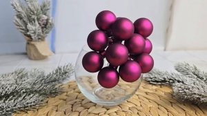 ГРОЗДЬ стеклянных матовых шариков на проволоке, 12 шаров по 25 мм, цвет: магнолия, 713571