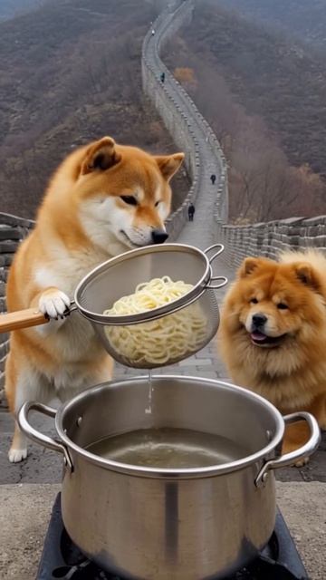 собакен готовит еду