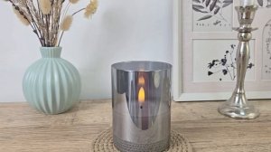 Светодиодная восковая свеча ВЭР ДЕ ЛЮМЬЕР в стеклянном стакане, дымчатая, AX5439160