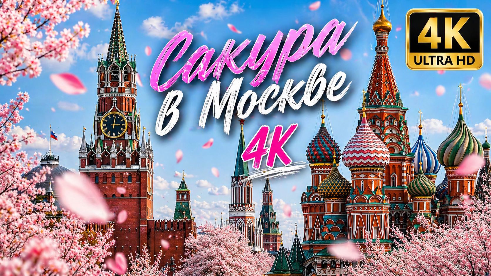 ЦВЕТЕНИЕ САКУРЫ В МОСКВЕ  ФОН 4K