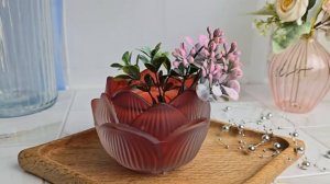 Стеклянный подсвечник НИМФЕЯ, бордовый, 11 см, 108208-95-2