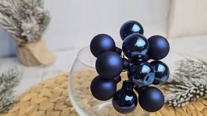 ГРОЗДЬ стеклянных глянцевых и матовых шариков на проволоке, 10 шаров по 20 мм, 715124-2