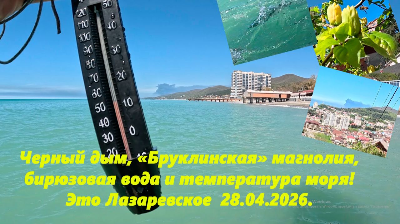 Черный дым, магнолия ,бирюзовая вода и температура моря! Это Лазаревское 28.04.2026.