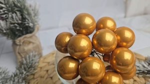 ГРОЗДЬ стеклянных эмалевых шариков на проволоке, 12 шаров по 25 мм, цвет: янтарный, 713067