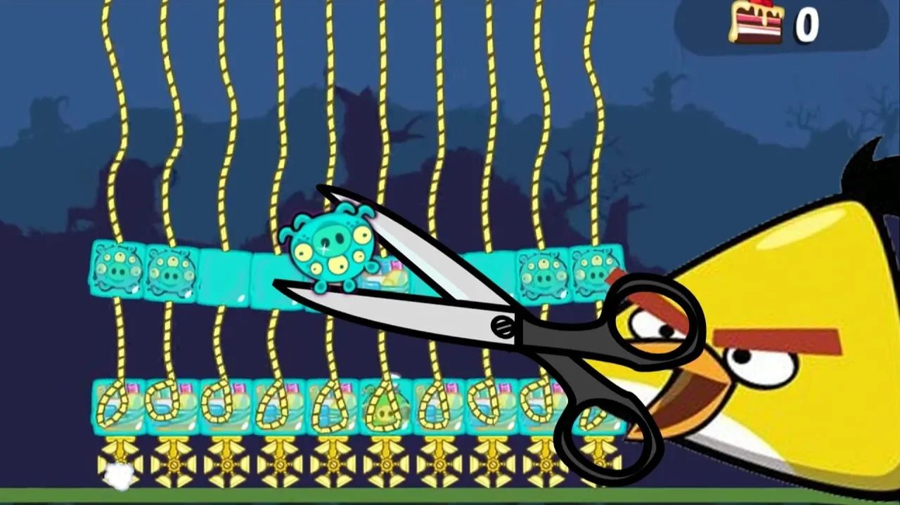 ✂️Angry Birds пытаются РЕЗАТЬ Золотую Верёвку!