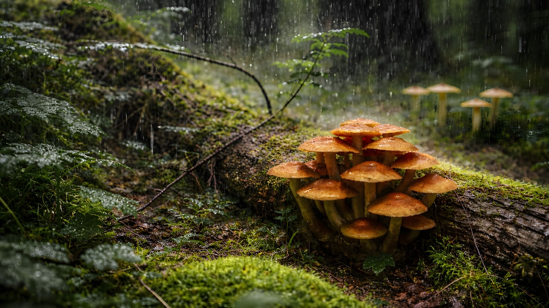 Успокаивающий дождь над мшистым лесом 🌧️ 3 часа на фоне окружающей среды.