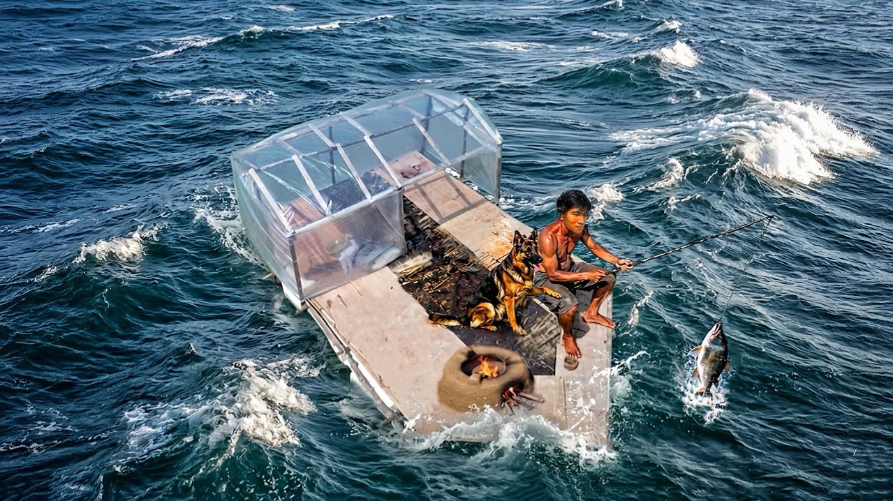 Я построил плавучий плот из мусора вместе со своей собакой | Без еды, выжил за счет морепродуктов