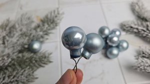 ГРОЗДЬ стеклянных глянцевых и матовых шариков на проволоке, 10 шаров по 20 мм, 715124-1